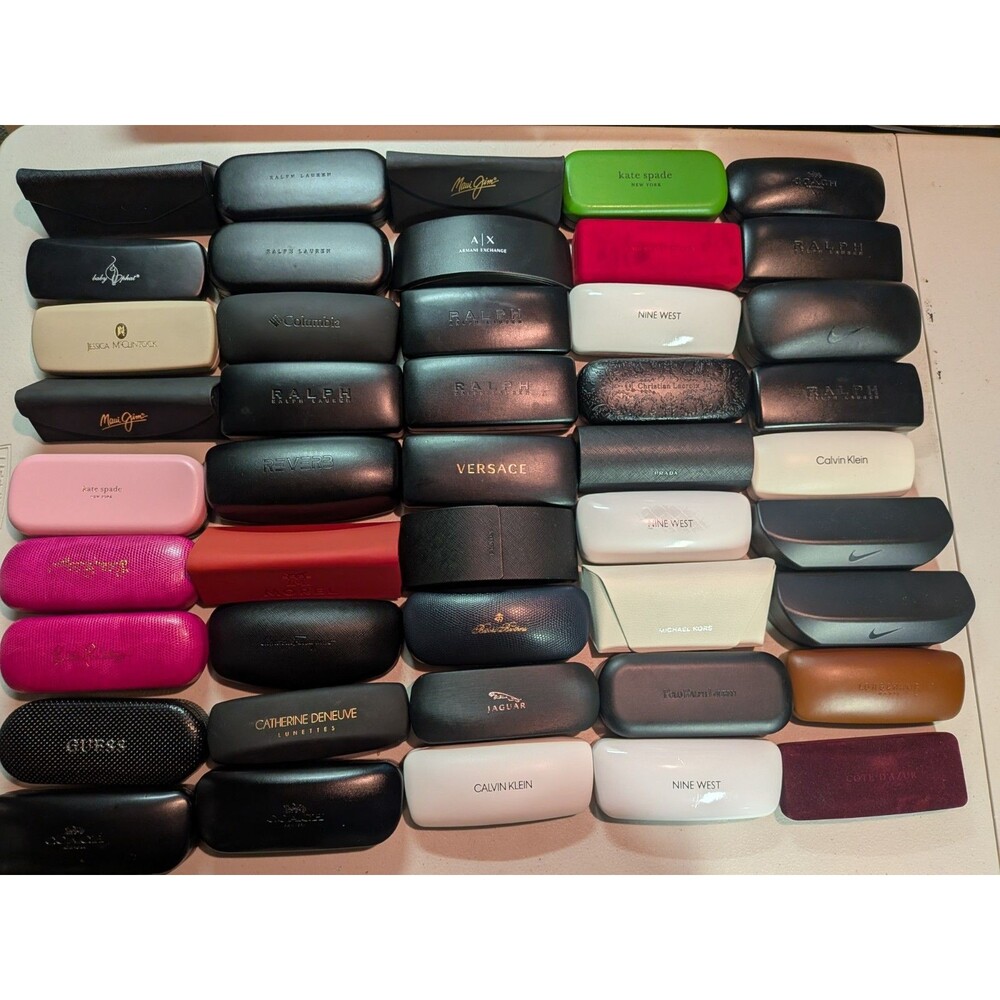 Lot of 45 Sunglasses Cases - Guess Versace Maui Jim - Mixed Replacement Cases